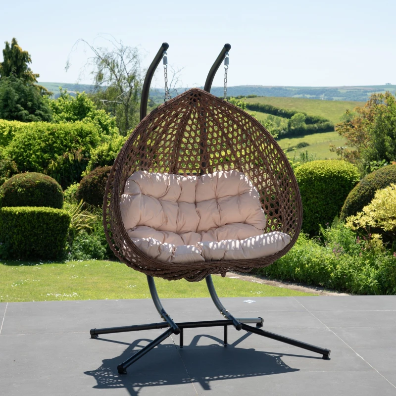 Image of Artemis Home Alston Double Garden Hanging Egg Chair in Cream Cream Unisex