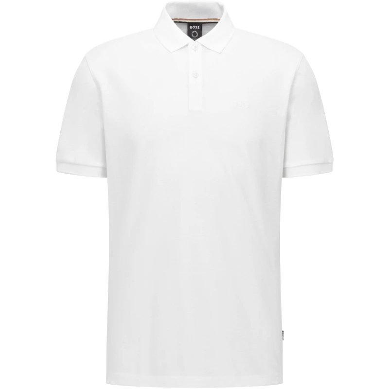 Image of Boss Mens HBB Pallas Polo Iconic Logo Embroidered Shirt White 100 male Medium
