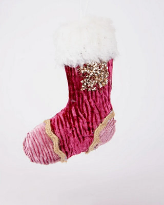 Image of Shatchi 15cm Burgandy / Pink Stocking - Christmas Hanging Decoration Pink
