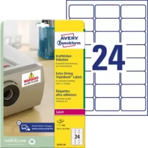 Image of Avery-Zweckform L6141-20 Labels 63.5 x 33.9mm Polyester film White 480 pc(s) Permanent Adhesive labels (extra strong), All-purpose labels Laser, Copie