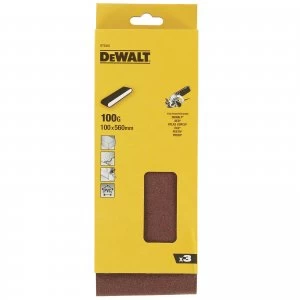 Image of DEWALT 100 x 560mm Multi Purpose Sanding Belts 100mm x 560mm 100g Pack of 3