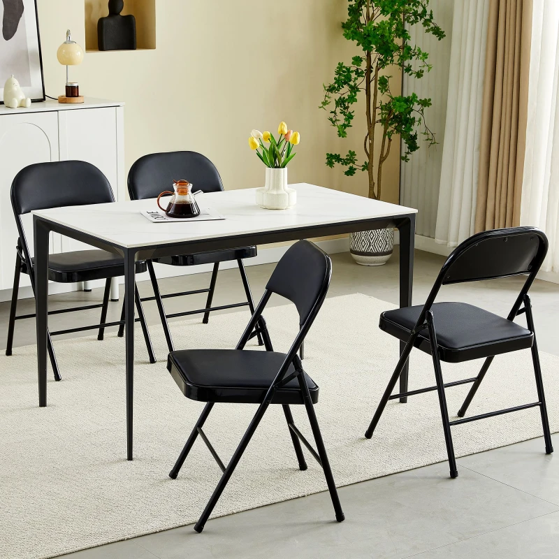 Image of MCC Set Of 4 Padded Folding Metal Frame Dining Chairs Black FOLDINGBLACK4
