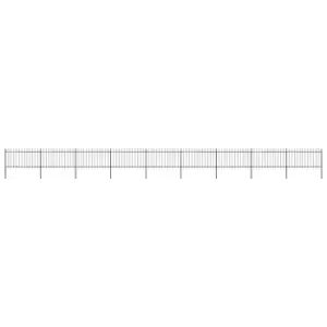 Image of Vidaxl Garden Fence With Spear Top Steel 15.3X1 M Black