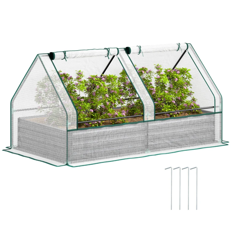 Image of Outsunny Raised Garden Bed Planter Box with Greenhouse - White and Dark Grey TJ Hughes 5061025112234
