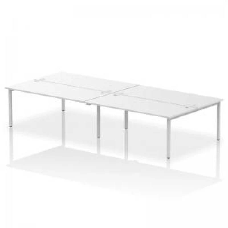 Image of Impulse Impulse Bench B2B 4 Person 1800 Silver Frame Office Bench Desk White IMB4P18WHTS