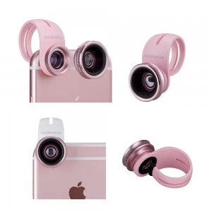 Image of Momax CAM4L2 X-Lens: 4 in 1 Superior Lens Set for Smartphone (Wide Angle/Macro/Fisheye/CPL Filter) - Rose Gold