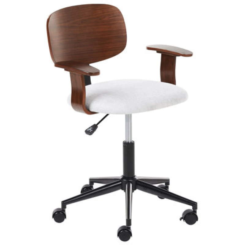 Image of Beliani Desk Chair Gunnison Faux Linen Light Grey