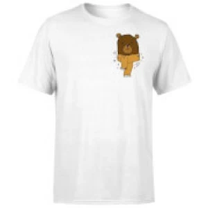Image of Christmas Bear Pocket T-Shirt - White - 5XL