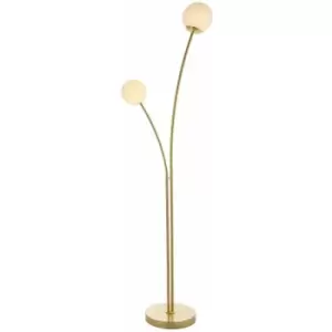 Image of Loops - Floor Lamp Light Satin Brass & Opal Glass 2 x 3W LED G9 Complete Lamp
