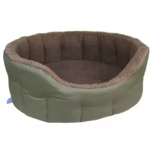 Image of P&l Superior Pet Beds Ltd Jumbo Drop Fronted Bolster Style Pet Bed - Green & Mushroom