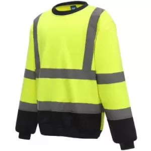 Image of Yoko Unisex Adult Hi-Vis Sweatshirt (M) (Yellow/Navy)