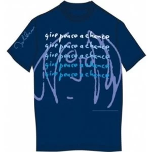 Image of John Lennon Tee Shirt: Give Peace a Chance Blue: Small