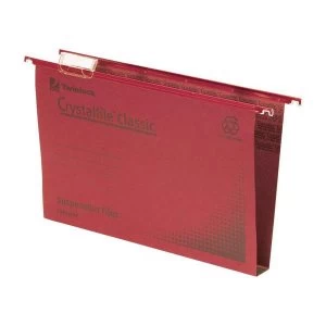 Image of Rexel Crystalfile Classic Foolscap Suspension File Manilla 30mm Red - 1 x Pack of 50 Suspension Files