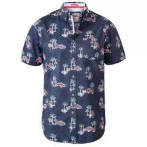Image of Duke Mens Avenger D555 Palm Tree Short-Sleeved Shirt (6XL) (Navy/Red)