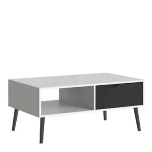 Image of Ebru White & Black Painted 1 Drawer Coffee Table (H)433mm (W)987mm (D)602mm