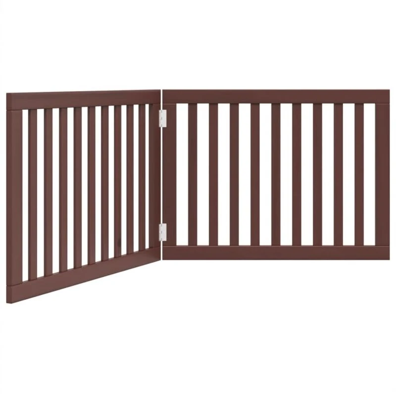 Image of vidaXL Dog Gate Foldable 2 Panels Brown 160cm Poplar Wood, Brown 352264