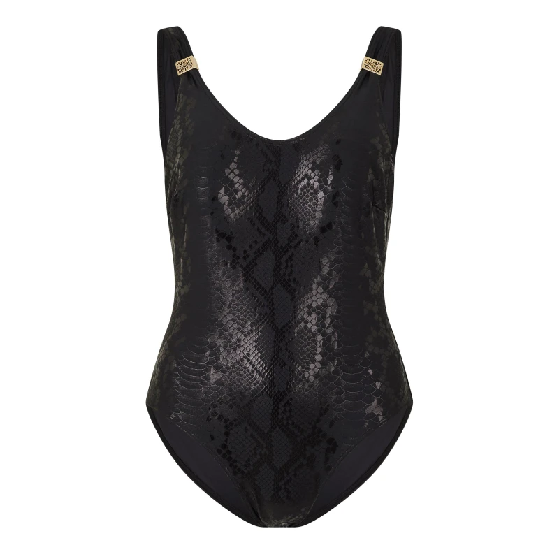 Image of Biba Womens Carmen Scoop Neck Swimsuit Black Snake female 8 (XS)
