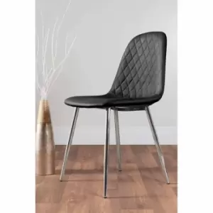 Image of Furniture Box 2 x Corona Faux Leather Silver Chrome Metal Leg Contemporary Dining Kitchen Chairs Set