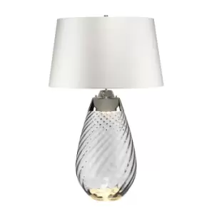 Image of Lena 2 Light Large Smoke Table Lamp with Off-white Shade, Smoke-tinted Glass , Off-White Shade, E27