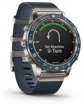 Image of Garmin MARQ Captain Blue Nylon Strap and Black Rubber Watch