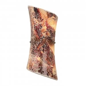 Image of 2 Light Indoor Wall Light Satin Nickel with Mosaic Dark Colour Glass, E14