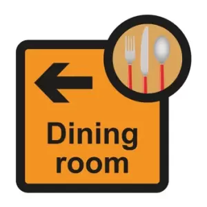 Image of Dining Room Arrow Left Sign, Self Adhesive Foamex (305mm x 310mm)