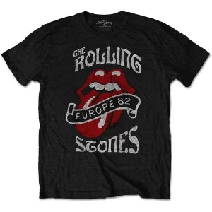 Image of The Rolling Stones - Europe '82 Tour Unisex Large T-Shirt - Black