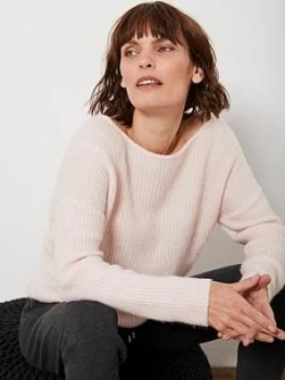 Image of Mint Velvet Mint Velvet Twist Knot Back Jumper, Blush, Size S, Women