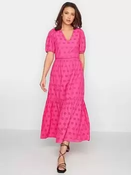 Image of Long Tall Sally Tall V Neck Broderie Dress - Pink, Size 22, Women