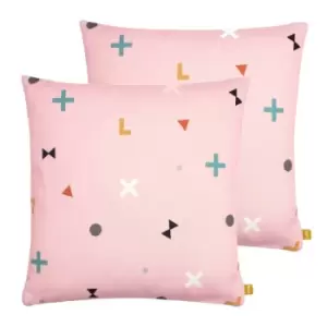 Image of Furn. Bitsa Twin Pack Polyester Filled Cushions Blush
