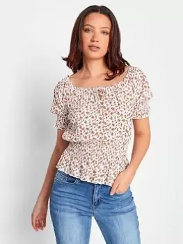 Image of Long Tall Sally Tall Flower Print Cheese Cloth Top - White, Size 22, Women