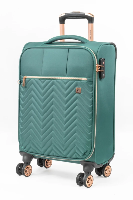 Image of Gino Ferrari Biella Small Soft Shell Cabin Case Carry on Suitcase Luggage w Wheels in Teal Teal Unisex Small