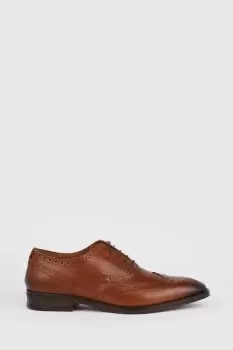 Image of Tan Leather Smart Oxford Brogue Shoes