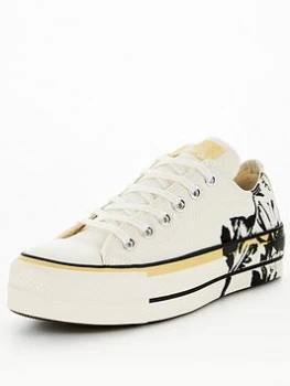 Image of Converse Floral Fusion Platform Ox - Off White , Off White, Size 8, Women