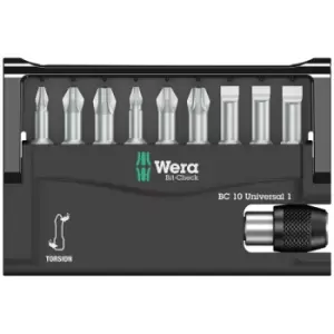 Image of Wera 05056161001 Bit-Check Set W/universal Holder, 10Pc