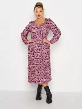 Image of Yours Ruched Midaxi Dress Pink Floral, Pink, Size 22-24, Women