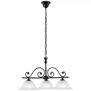 Image of Murcia - 3 Light Ceiling Pendant Bar Black, Alabaster Glass, E27 - Eglo