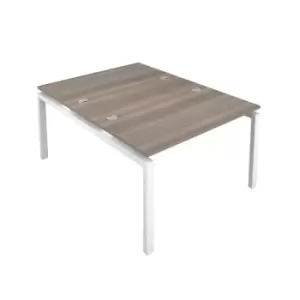 Image of Telescopic Sliding 4 Person Grey Oak Bench with Cable Port - 1200 X 800 - White Frame