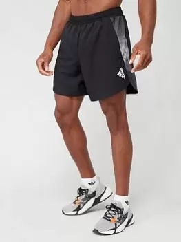 Image of adidas Train HIIT Designed For Movement Graphic Shorts - Black/White Size M Men