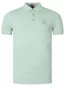 Image of BOSS Logo-patch Cotton Polo Shirt Light Green