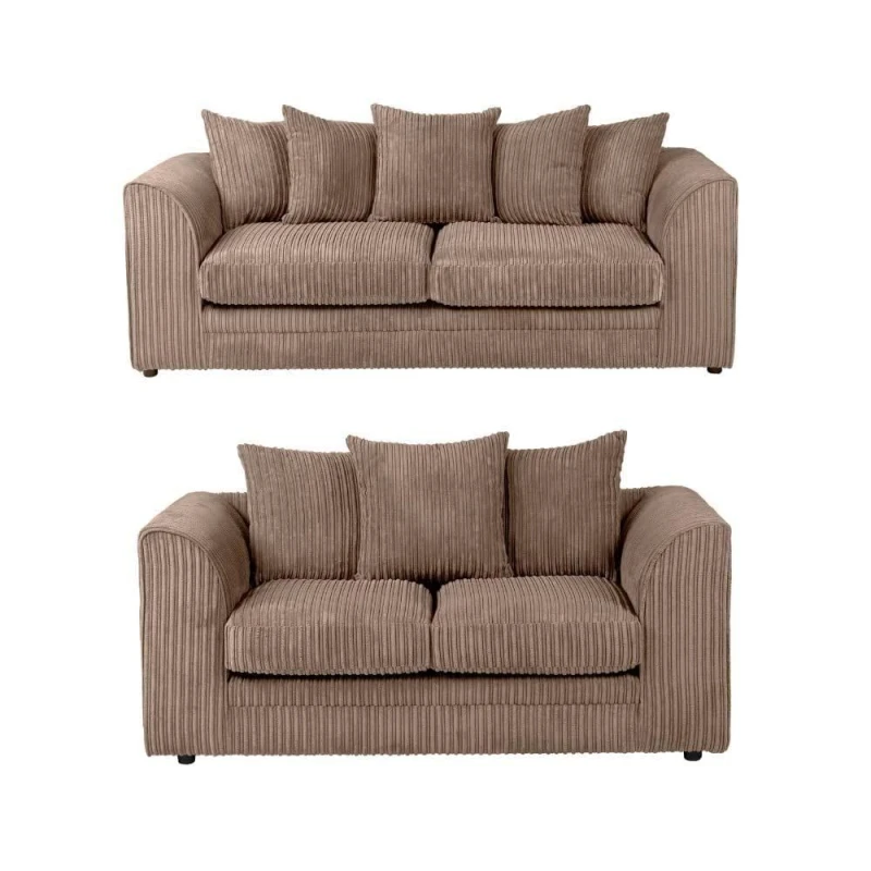 Image of LUXURY LIFE Dylan Jumbo Cord Fabric Sofa Set Light Brown