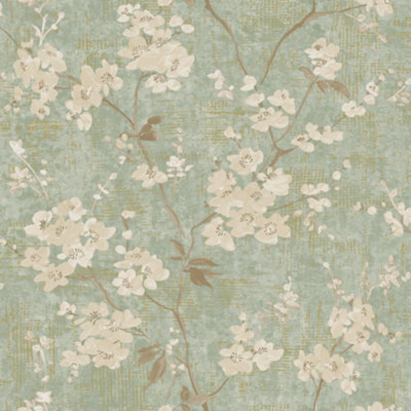 Image of Paul Moneypenny Sage Green Anethe Blossom Trail Textured Wallpaper For Grandeco