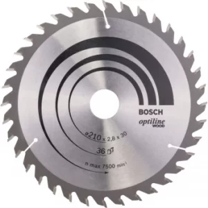Image of Bosch Optiline Wood Cutting Saw Blade 210mm 36T 30mm