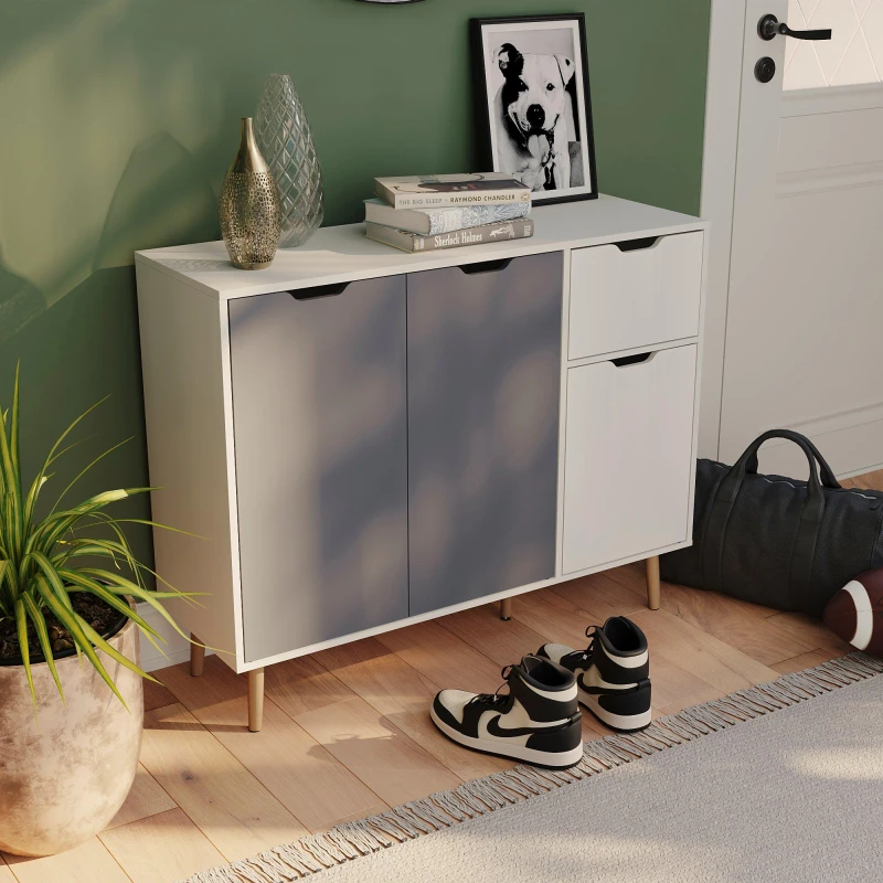 Image of Lassic Vida Designs 3 Door 1 Drawer Sideboard Storage Grey & White unisex One Size