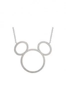 Image of Disney Mickey Mouse Sterling Silver Open Crystal Pendant Necklace