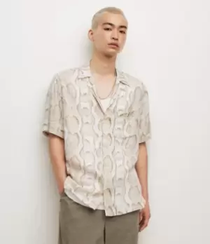 Image of AllSaints Mens Python Shirt, Cloud White, Size: XL