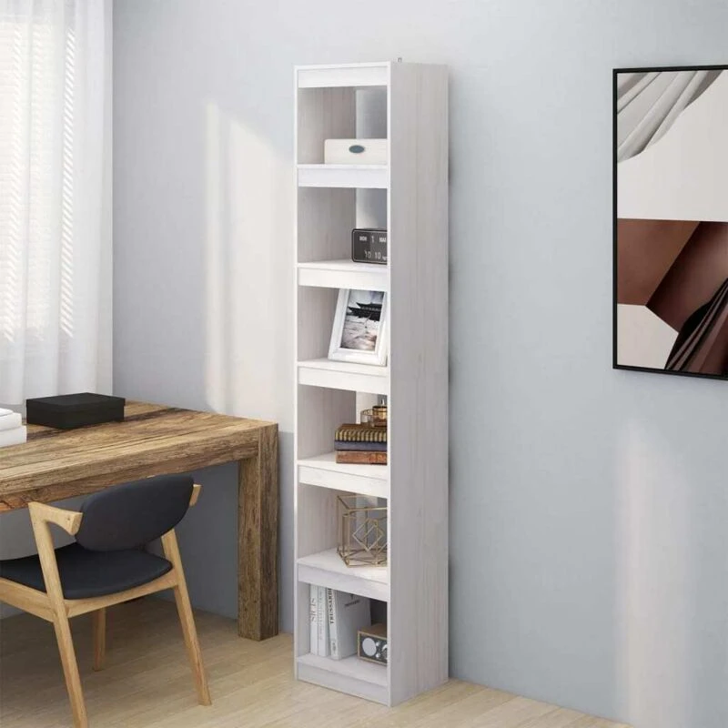 Image of VIDAXL Vidaxl - Book Cabinet/Room Divider White 40x30x199cm Solid Pinewood 8720286608548