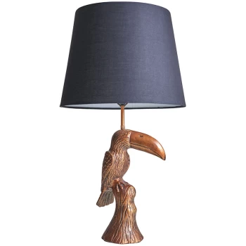 Image of Toucan Bronze Metal Table Lamp with Tapered Lampshade - Black