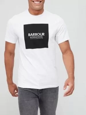 Image of Barbour International Block Logo T-Shirt, White, Size S, Men