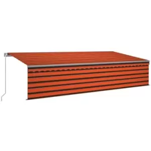 Image of Vidaxl - Manual Retractable Awning with Blind 6x3m Orange&Brown Multicolour